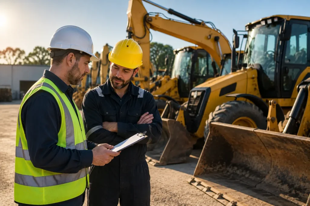 Supervisor reviewing fleet maintenance